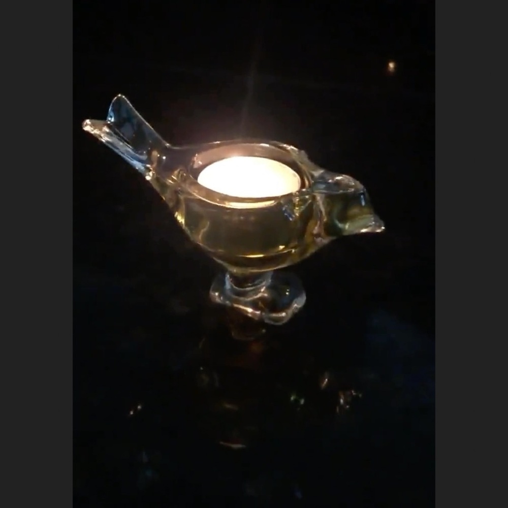 Yellow Glass Bird Blown Glass Votive or Tealight Holder Godinger 44517